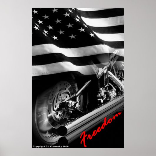 Patriottische Design - "Amerikaanse Freedom Motorc Poster (Voorkant)