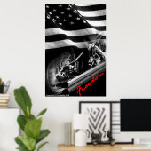 Patriottische Design - "Amerikaanse Freedom Motorc Poster (Thuiskantoor)