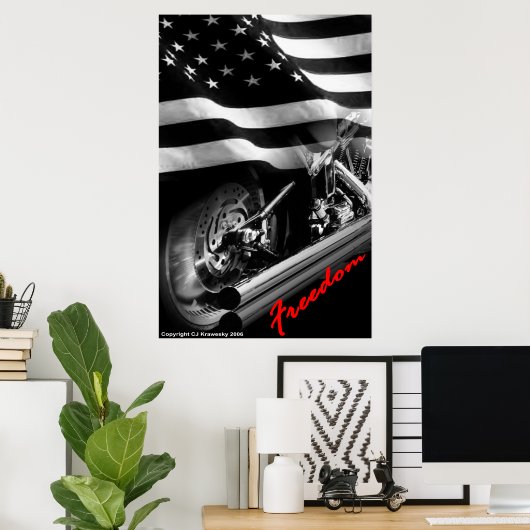 Patriottische Design - "Amerikaanse Freedom Motorc Poster (Thuiskantoor)