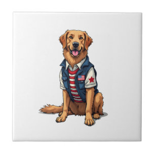 Patriottische Diensthond Golden Retriever Shirt 4 Tegeltje