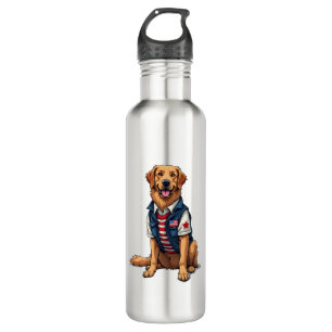 Patriottische Diensthond Golden Retriever Shirt 4 Waterfles