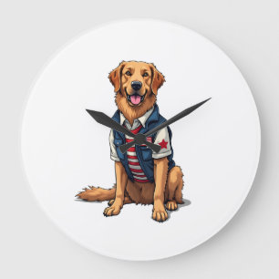 Patriottische Diensthond Goud Retriever Shirt 4 Grote Klok