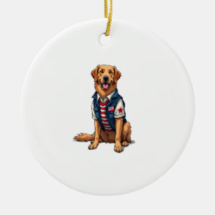 Patriottische Diensthond Goud Retriever Shirt 4 Keramisch Ornament