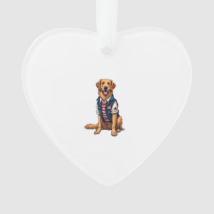 Patriottische Diensthond Goud Retriever Shirt 4 Ornament