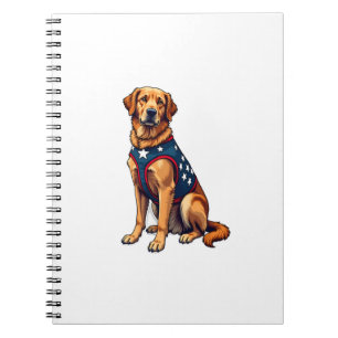 Patriottische Diensthond Goud Retriever T-shirt Notitieboek