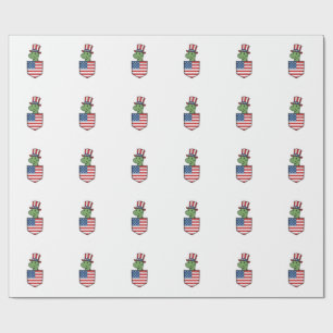 Patriottische Dinosaur Pocket Vintage Shirt Ontwer Cadeaupapier
