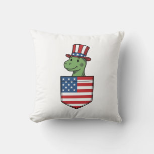 Patriottische Dinosaur Pocket Vintage Shirt Ontwer Kussen