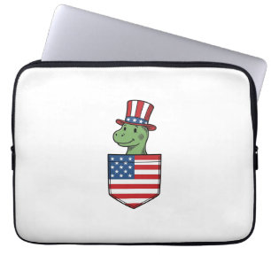 Patriottische Dinosaur Pocket Vintage Shirt Ontwer Laptop Sleeve