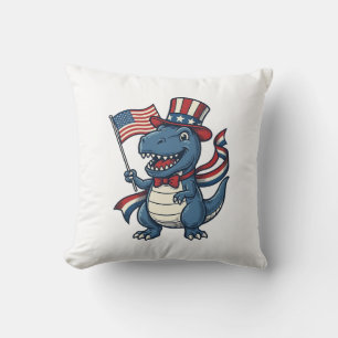 Patriottische Dinosaur Vintage Vector T-shirt Ontw Kussen