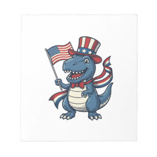 Patriottische Dinosaur Vintage Vector T-shirt Ontw Notitieblok