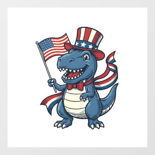 Patriottische Dinosaur Vintage Vector T-shirt Ontw Raamsticker