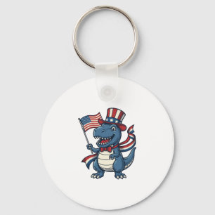 Patriottische Dinosaur Vintage Vector T-shirt Ontw Sleutelhanger