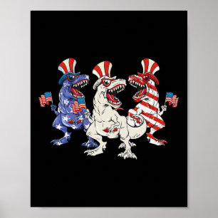 Patriottische dinosaurus 4 juli Amerikaanse peuter Poster