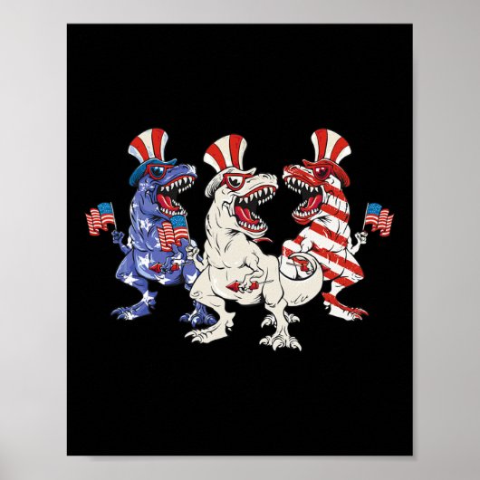 Patriottische dinosaurus 4 juli Amerikaanse peuter Poster (Voorkant)