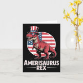 Patriottische dinosaurus 4 juli Amerisaurus Rex Kaart (Gele Bloem)