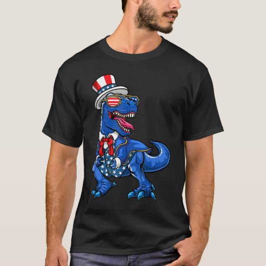 Patriottische Dinosaurus Amerikaanse Vlag T Rex Ma T-shirt (Voorkant)