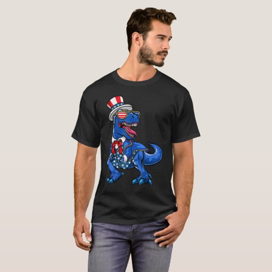 Patriottische Dinosaurus Amerikaanse Vlag T Rex Ma T-shirt (Voorkant volledig)