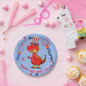 Patriottische dinosaurus verjaardag, papieren bordje (Feest)