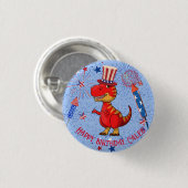 Patriottische dinosaurus verjaardag, ronde button 3,2 cm (Voorkant /achterkant)