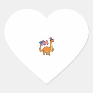 Patriottische Dinosaurus Vlag Vintage Gravure Shir Hart Sticker