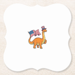 Patriottische Dinosaurus Vlag Vintage Gravure Shir Kartonnen Onderzetters