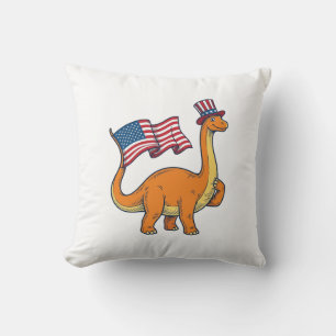 Patriottische Dinosaurus Vlag Vintage Gravure Shir Kussen