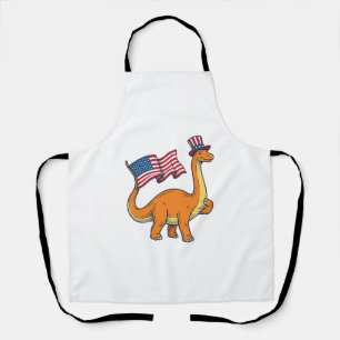 Patriottische Dinosaurus Vlag Vintage Gravure Shir Schort