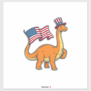 Patriottische Dinosaurus Vlag Vintage Gravure Shir Sticker