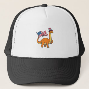 Patriottische Dinosaurus Vlag Vintage Gravure Shir Trucker Pet