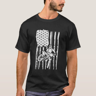 Patriottische Dirt Biking Amerikaanse Vlaggenruite T-shirt