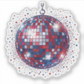 Patriottische Disco Bal 4 juli Feest Sticker (Voorkant)