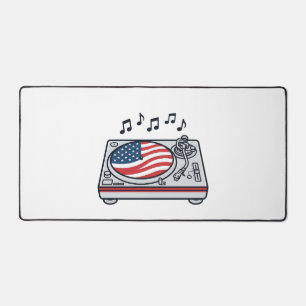 Patriottische DJ Draaitafel Muziek Vintage Shirt O Bureaumat