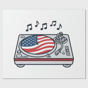 Patriottische DJ Draaitafel Muziek Vintage Shirt O Cadeaupapier