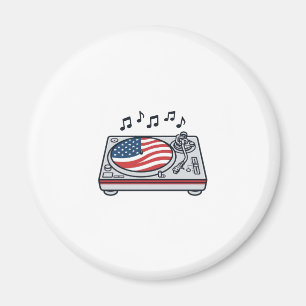 Patriottische DJ-draaitafel muziek vintage shirt o Magneet