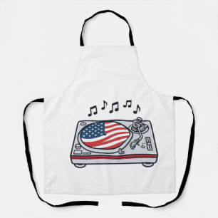 Patriottische DJ-draaitafel muziek vintage shirt o Schort