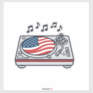 Patriottische DJ-draaitafel muziek vintage shirt o Sticker