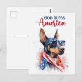 Patriottische Doberman, God zegene Amerika Briefka Briefkaart (Voorkant / Achterkant)