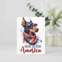 Patriottische Doberman, God zegene Amerika Briefka