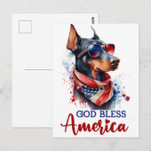 Patriottische Doberman, God zegene Amerika Briefka Briefkaart (Voorkant / Achterkant)