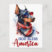 Patriottische Doberman, God zegene Amerika Briefka Briefkaart (Voorkant)