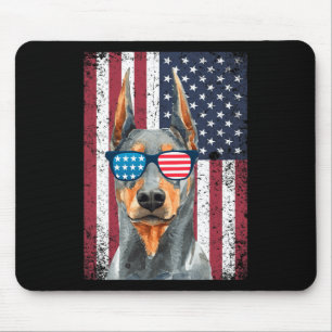 Patriottische Doberman Pinscher 4 juli Verenigde S Muismat