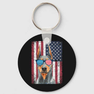 Patriottische Doberman Pinscher 4 juli Verenigde S Sleutelhanger