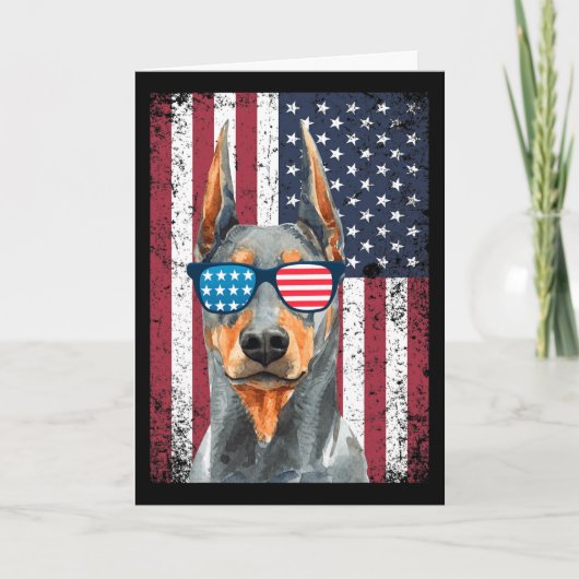 Patriottische Dobermann Pinscher 4 juli VS Amerika Kaart (Voorkant)