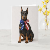 Patriottische Dobermann Pinscher Kaart (Gele Bloem)