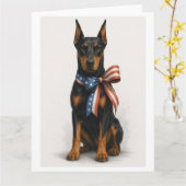 Patriottische Dobermann Pinscher Kaart (Gele Bloem)