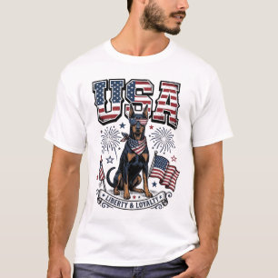 Patriottische Dobermann USA Vintage Gravure Shirt 