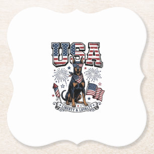 Patriottische Dobermann VS Vintage Gravure Shirt D Kartonnen Onderzetters