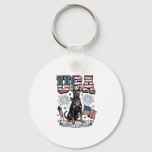 Patriottische Dobermann VS Vintage Gravure Shirt D Sleutelhanger