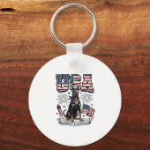 Patriottische Dobermann VS Vintage Gravure Shirt D Sleutelhanger (Voorkant)