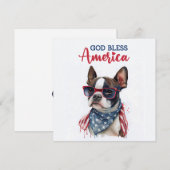 Patriottische Dog-Boston Terrier 4 juli Kaart (Voorkant / Achterkant)